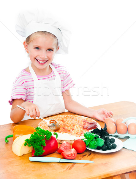 девочку пиццы белый девушки счастливым Сток-фото © GekaSkr