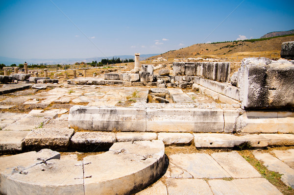 [[stock_photo]]: Anciens · ruines · Turquie · route · bâtiment · coucher · du · soleil