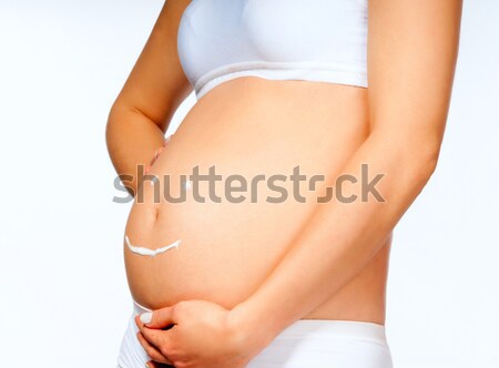 pregnant young female with cosmetic cream Stock photo © GekaSkr