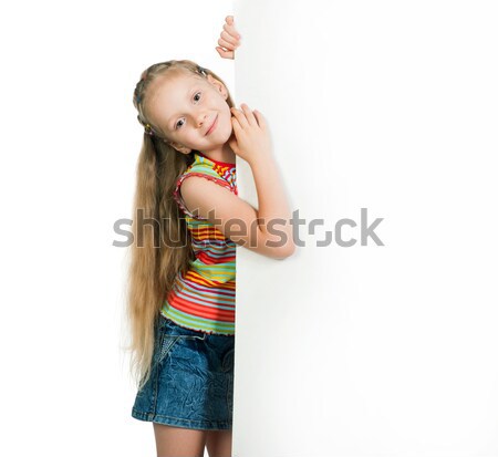Fată alb drăguţ fetita hârtie fericit Imagine de stoc © GekaSkr