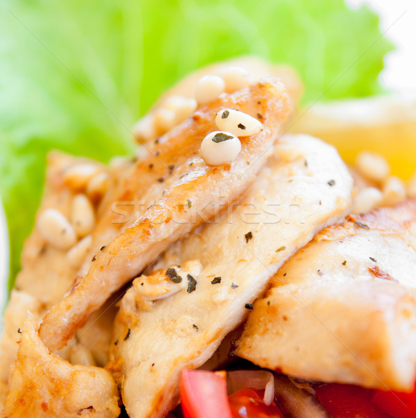 Stukken kip gekookt smakelijk salade Stockfoto © GekaSkr