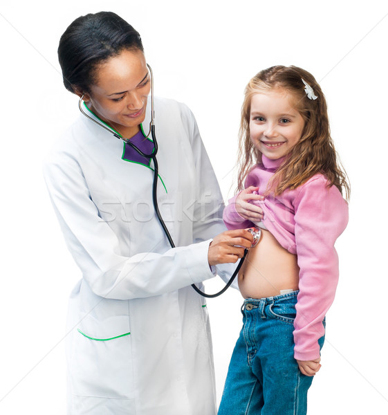 Сток-фото: Lady · врач · девочку · улыбаясь · белый · девушки