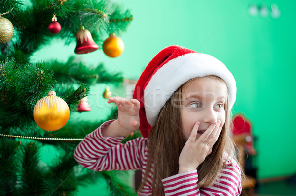 Petite fille chapeau Noël décoration [[stock_photo]] © GekaSkr