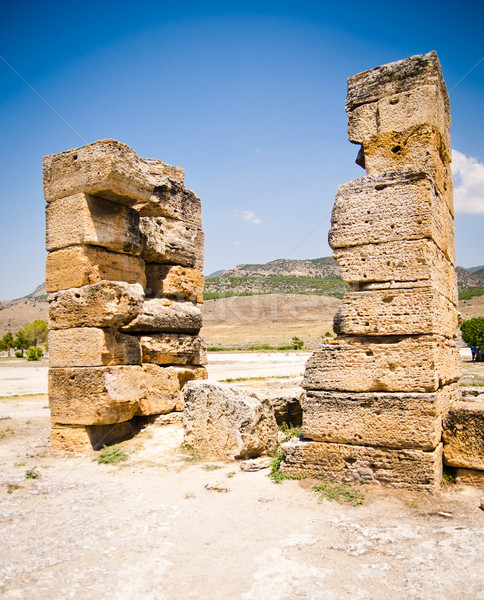 Oude ruines Turkije weg gebouw zonsondergang Stockfoto © GekaSkr