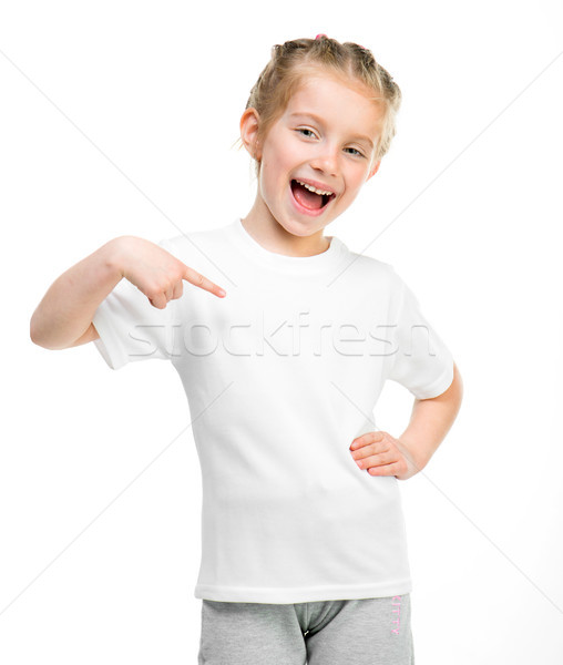 女の子 白 Tシャツ 笑みを浮かべて 少女 笑顔 ストックフォト © GekaSkr