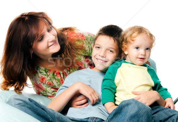Anne küçük çocuk çocuklar beyaz kadın Stok fotoğraf © GekaSkr
