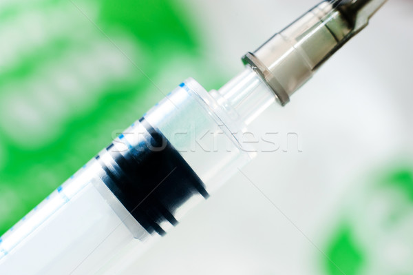 Plastik şırınga iğne bulanıklık yeşil sağlık Stok fotoğraf © GekaSkr