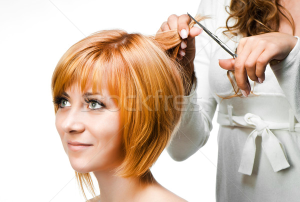 Barbier travaux isolé jeune femme coiffure fille [[stock_photo]] © GekaSkr