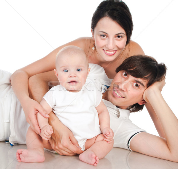 Familia feliz retrato sonriendo blanco nina sonrisa Foto stock © GekaSkr