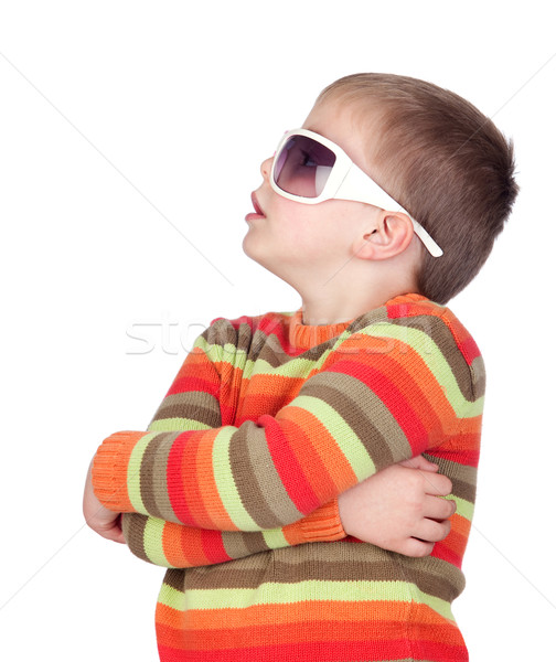 Amuzant copil ochelari de soare izolat alb familie Imagine de stoc © Gelpi