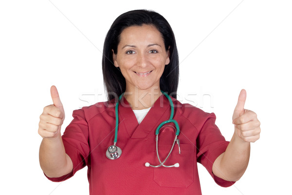 Fericit medic femeie cauza izolat Imagine de stoc © Gelpi