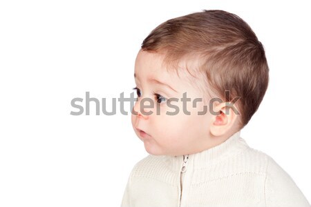 Frumos copil nice ochi izolat alb Imagine de stoc © Gelpi