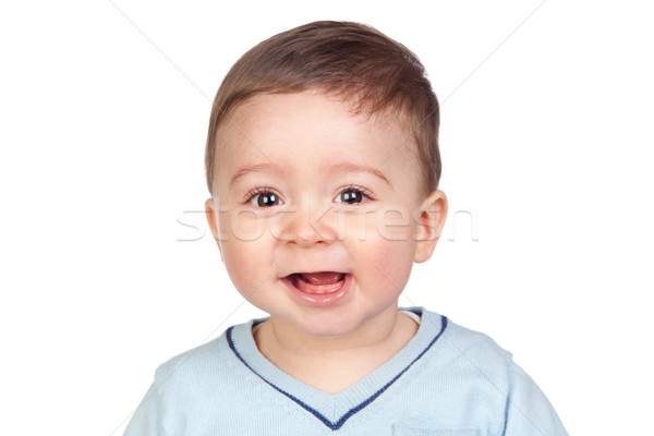 Frumos copil nice ochi izolat alb Imagine de stoc © Gelpi