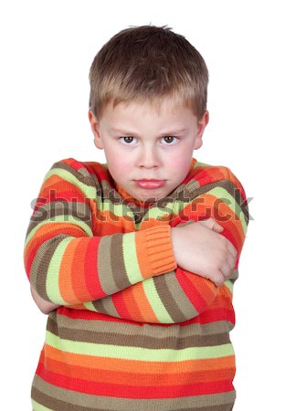 Stock photo: Angry child with crossed arm