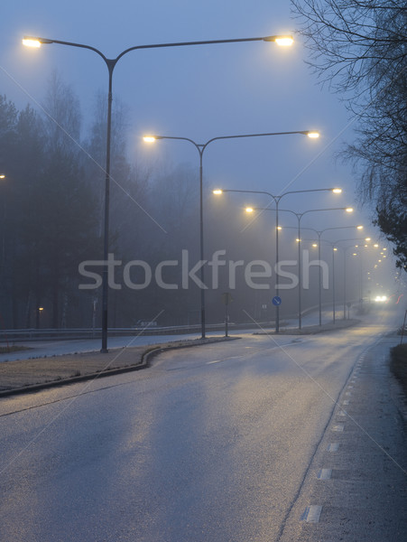 автомобилей сумерки дороги свет ночь темно Сток-фото © gemenacom