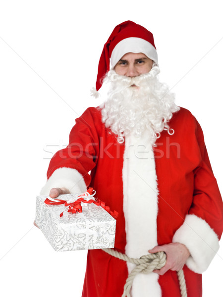 Papá noel ofrecimiento regalo aislado blanco diversión Foto stock © gemenacom