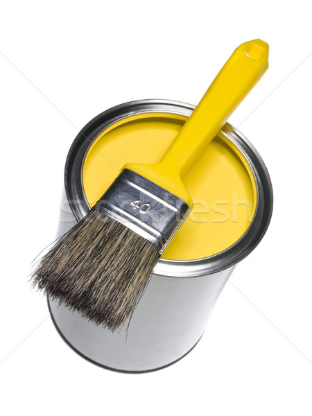 Yellow Paint can and brush Stock photo © gemenacom