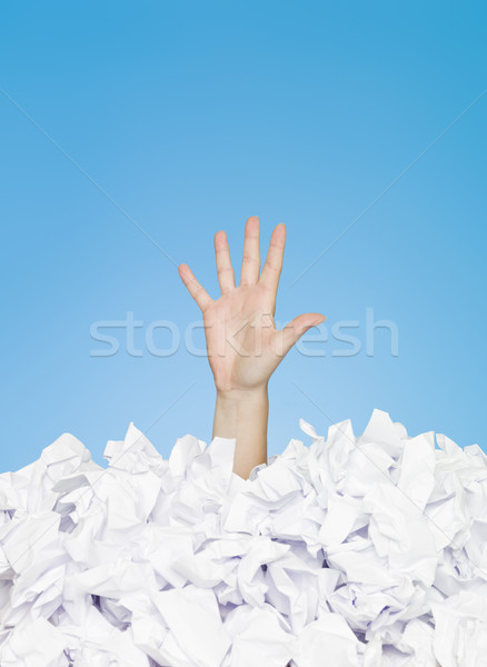 Stockfoto: Menselijke · begraven · papieren · witte · Blauw · kantoor