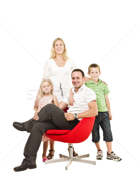 Izolat familie alb femei copil bărbaţi Imagine de stoc © gemenacom