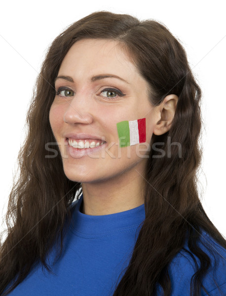 Italiano menina jovem bandeira italiana pintado cara Foto stock © gemenacom