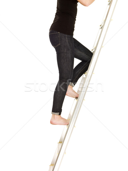 Nő mászik felfelé létra anonim izolált Stock fotó © gemenacom