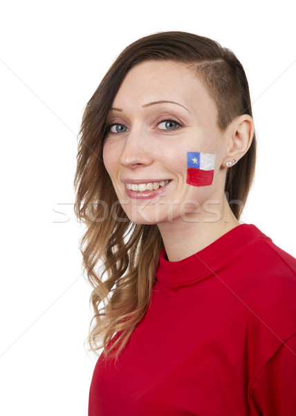 商业照片: 女孩 · 微笑 ·旗· 智利 · 女子