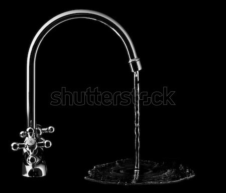 Wasserhahn schwarz Wasser Energie Stahl Drop Stock foto © gemenacom