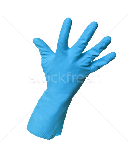 Stock foto: Blau · Schutz · Handschuh · isoliert · weiß · Wasser