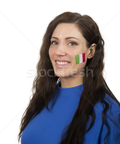 商業照片: 意大利的 · 女孩 · 年輕的女孩 · 意大利國旗 · 繪 · 面對