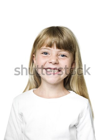 Foto d'archivio: Ridere · ragazza · ritratto · bambino · bianco · sorridere