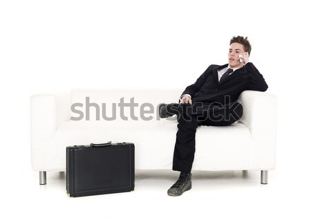 Zakenman vergadering sofa geïsoleerd witte business Stockfoto © gemenacom