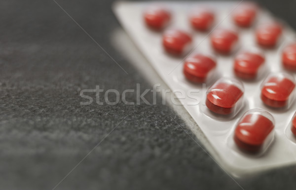 Blister pack of Red medicine pills Close up Stock photo © gemenacom