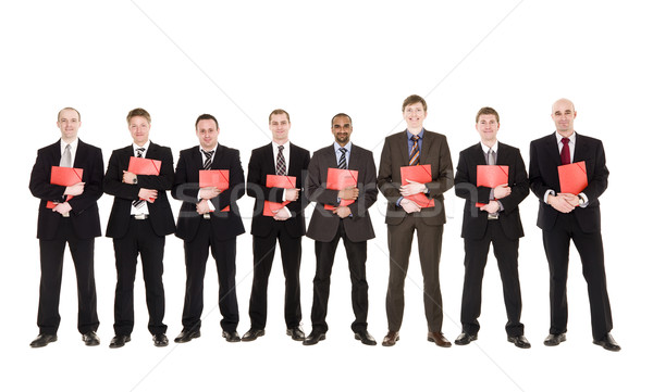 Csoportkép iratok izolált fehér barátok férfiak Stock fotó © gemenacom