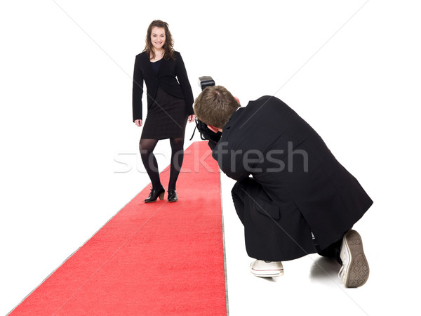 Fotógrafo modelo toma fotos mujer posando Foto stock © gemenacom
