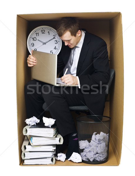 Om de afaceri strans birou izolat alb afaceri Imagine de stoc © gemenacom