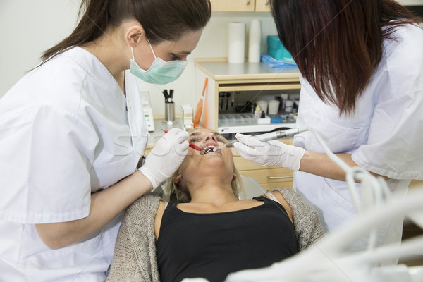 Femenino dentista paciente mujeres macro Foto stock © gemenacom