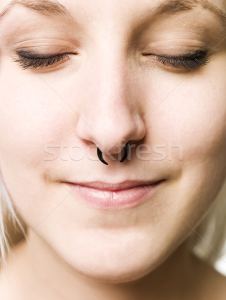 Piercing naso ragazza faccia bocca Foto d'archivio © gemenacom