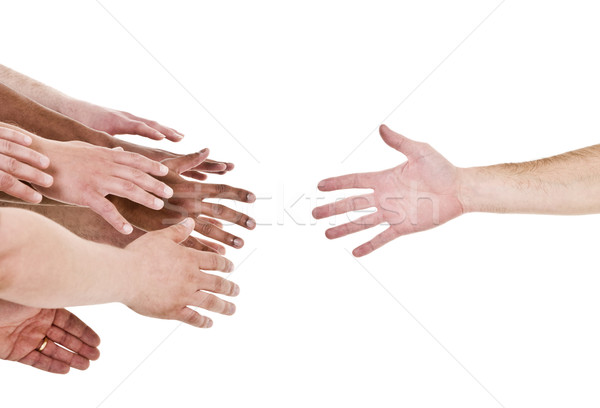 Main aider sur isolé blanche groupe [[stock_photo]] © gemenacom