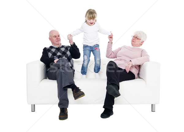 女の子 祖父母 ソファ 孤立した 白 家族 ストックフォト © gemenacom