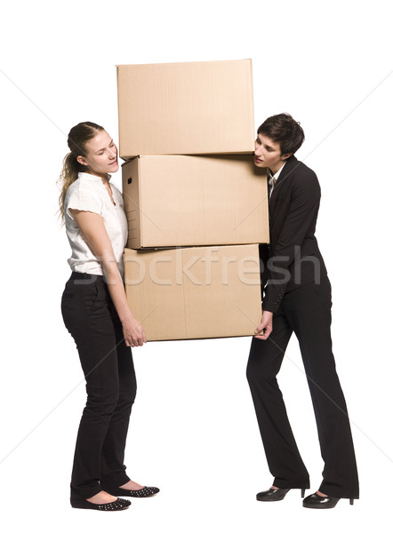 [[stock_photo]]: Deux · femmes · trois · cases · femmes · couple