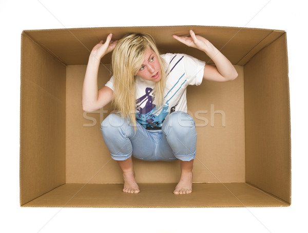 Woman inside a Cradboard Box Stock photo © gemenacom
