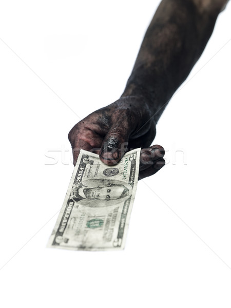 Dirty hand and a five dollar bank-note Stock photo © gemenacom