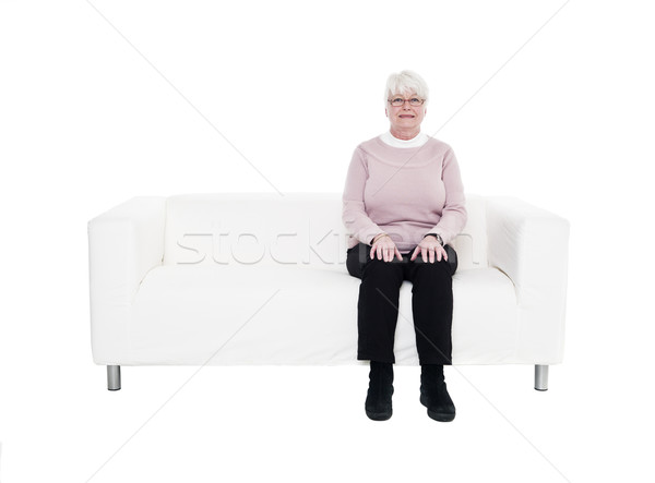 älter Frau Sofa isoliert weiß Haus Stock foto © gemenacom