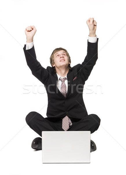Happy man with a computer Stock photo © gemenacom