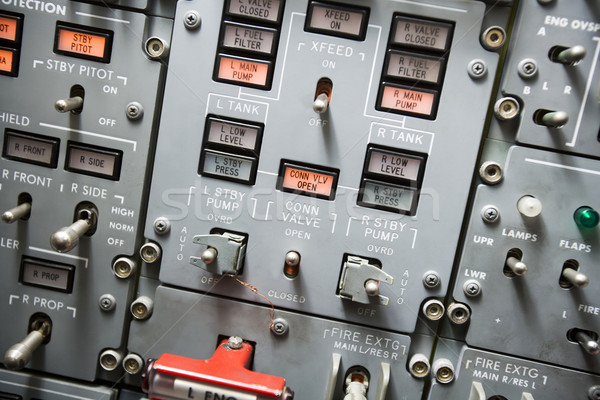 Közelkép repülőgép pilótafülke panel Stock fotó © gemenacom
