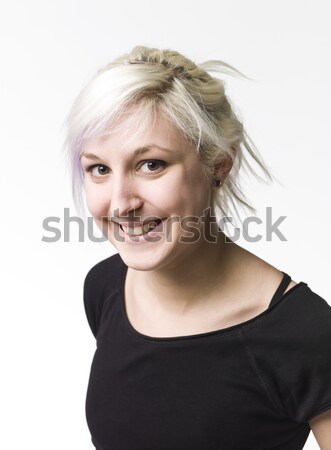 女孩 有風 頭髮 孤立 白 業務 商業照片 © gemenacom