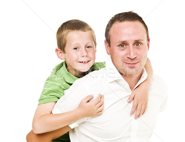 Glücklich Vater-Sohn isoliert weiß Männer lachen Stock foto © gemenacom