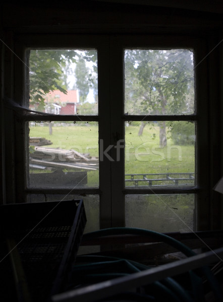 Elnyűtt ablak nyár kilátás keret Stock fotó © gemenacom