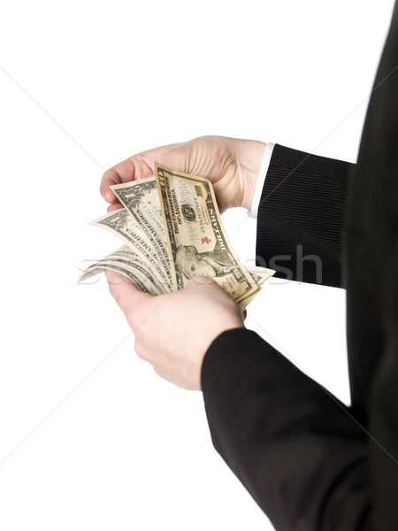 Holding a bundle of dollar-bills Stock photo © gemenacom