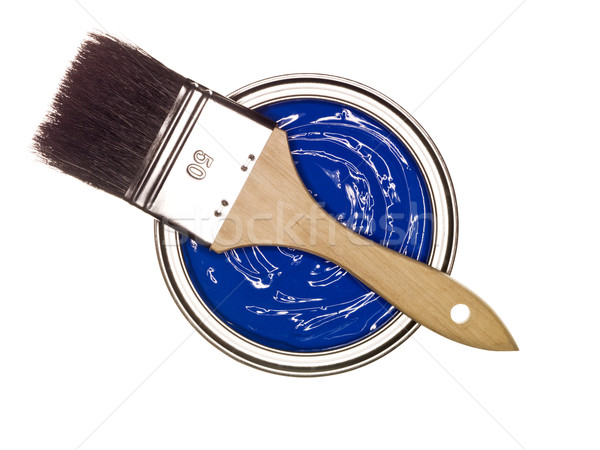 Kék festékes flakon ecset fölött izolált fehér Stock fotó © gemenacom